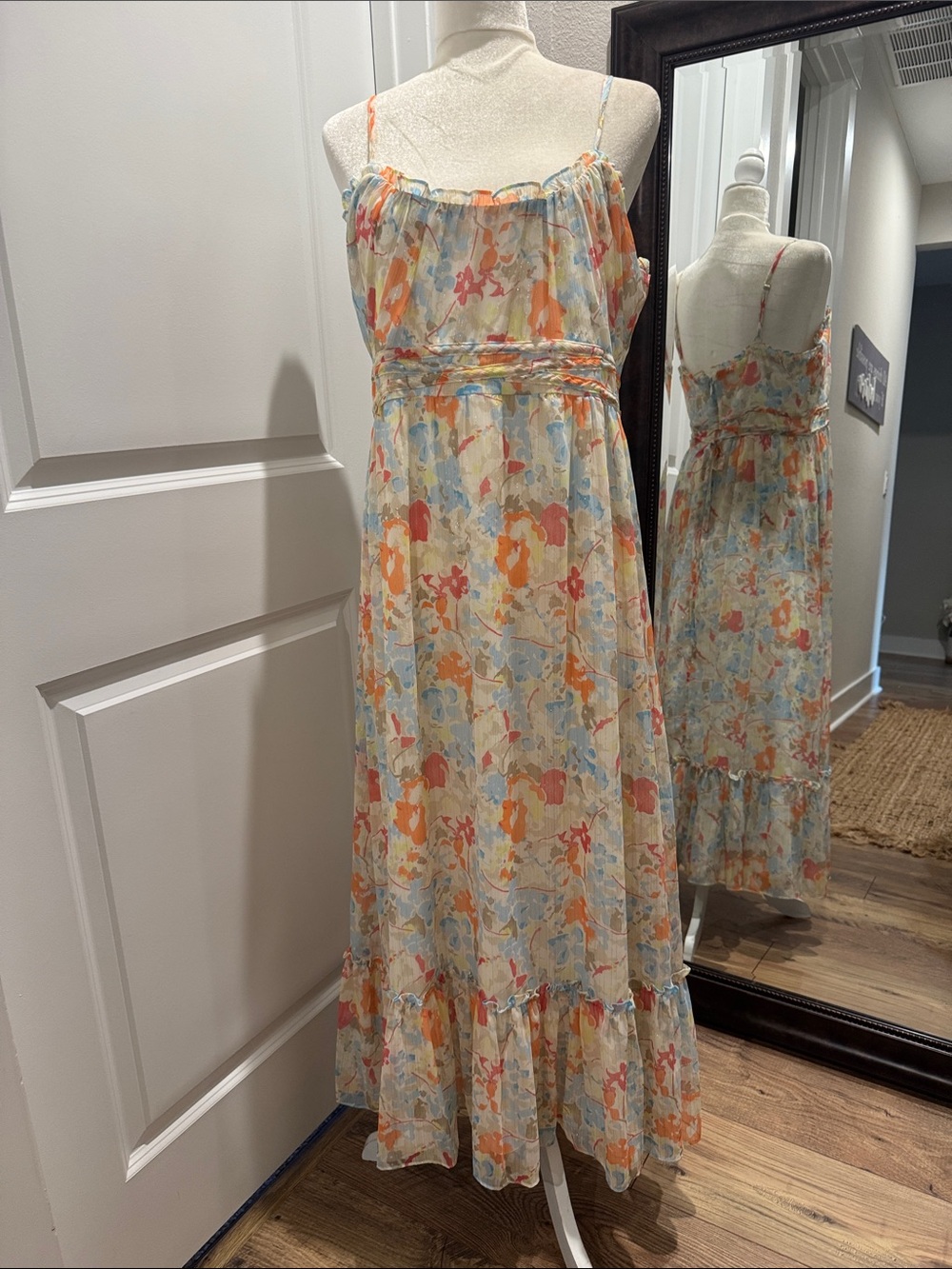 Likely Brand Lightweight Floral Maxi Dress in Cream and Pastels
